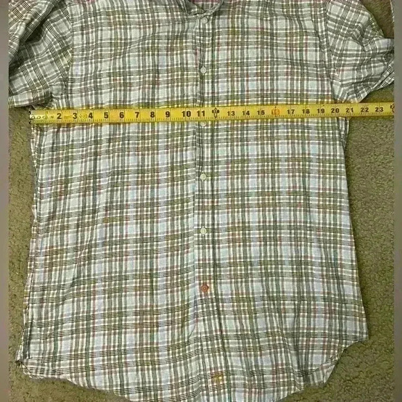 Thomas Dean Men’s Medium Button Down Flip Cuff Long Sleeve Plaid Shirt - Picture 4 of 7